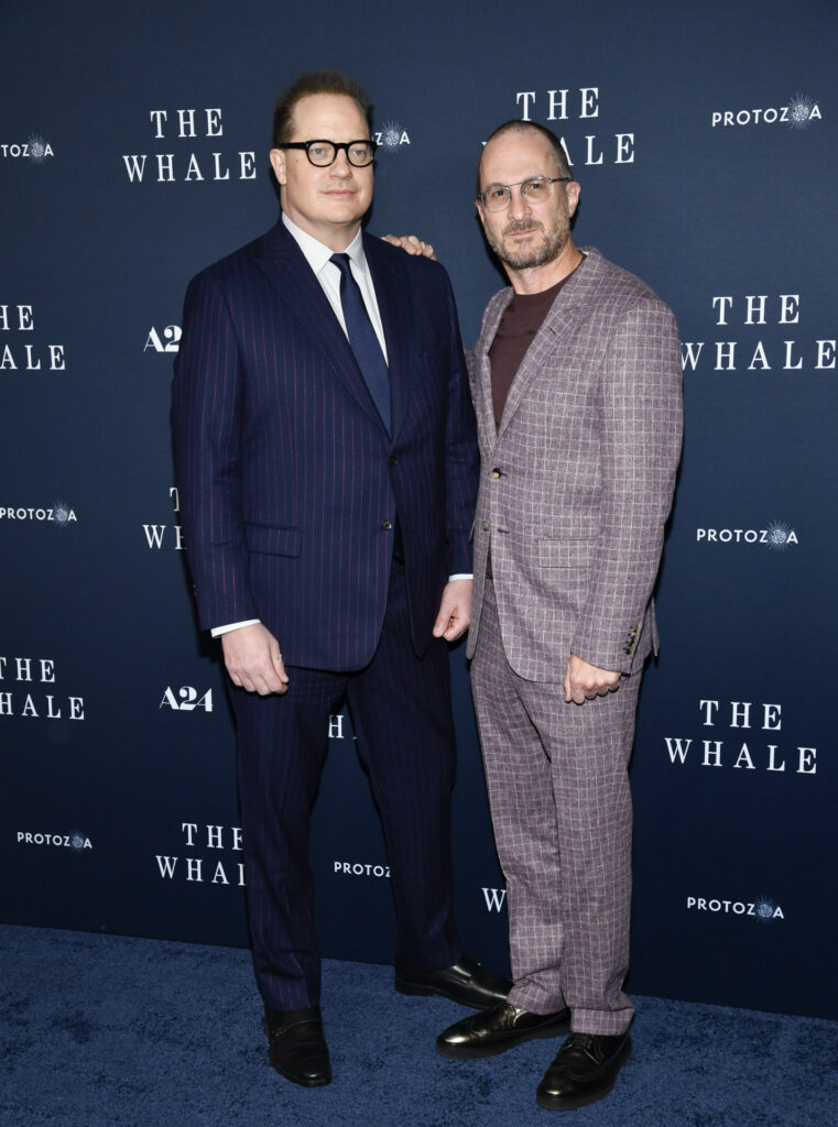 Actor Brendan Fraser and the film's director Darren Aronofsky at the premiere of ''The Whale'' in New York