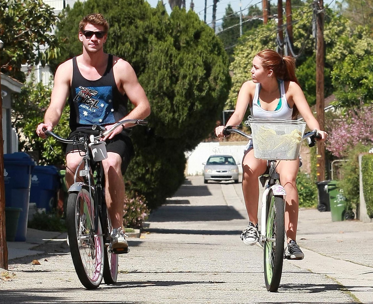Miley and Liam riding their bikes in Toluca, Mexico