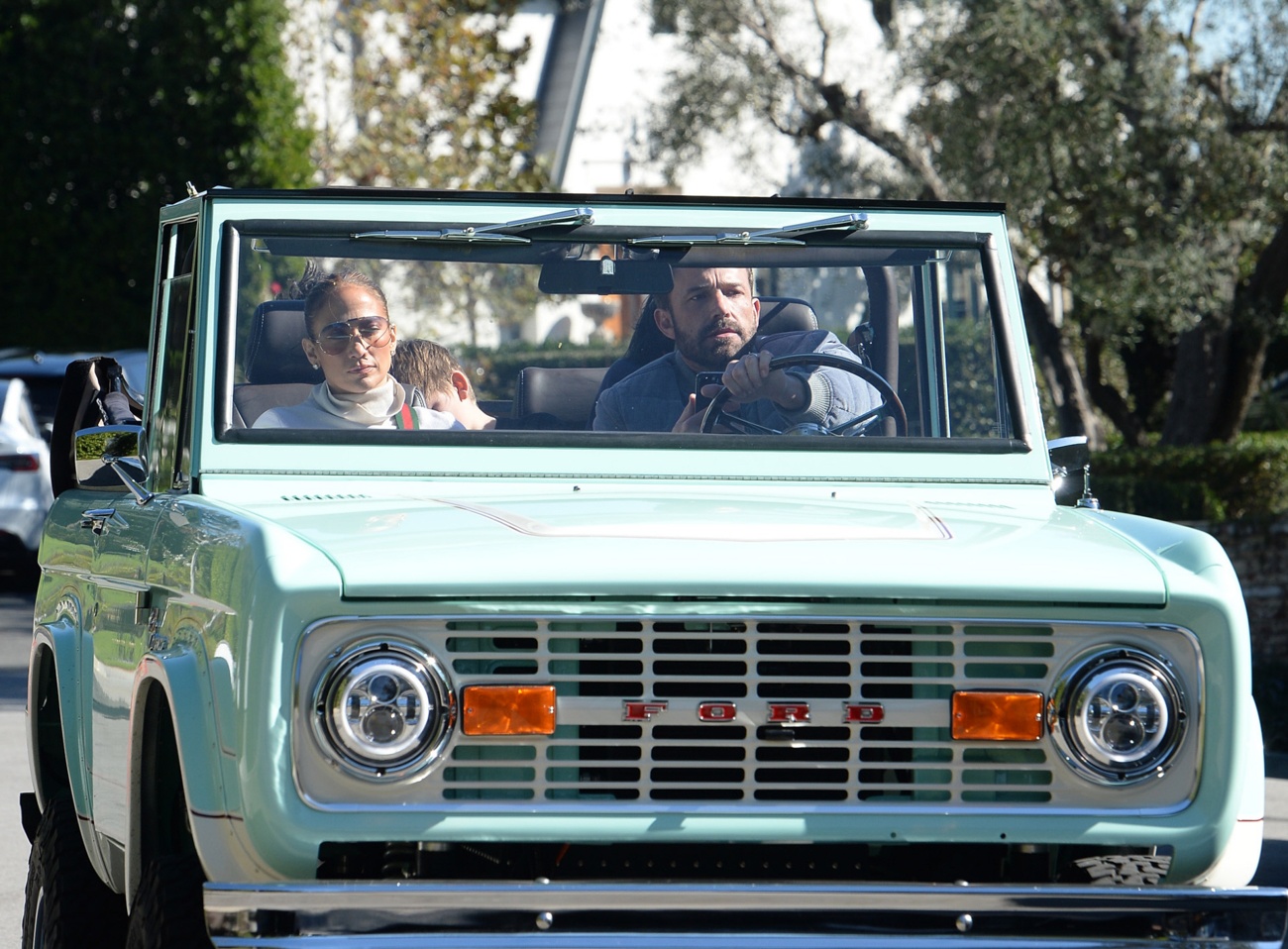 Ben Affleck and Jennifer Lopez ride their love through the streets of Los Angeles in a spectacular blue Bronco