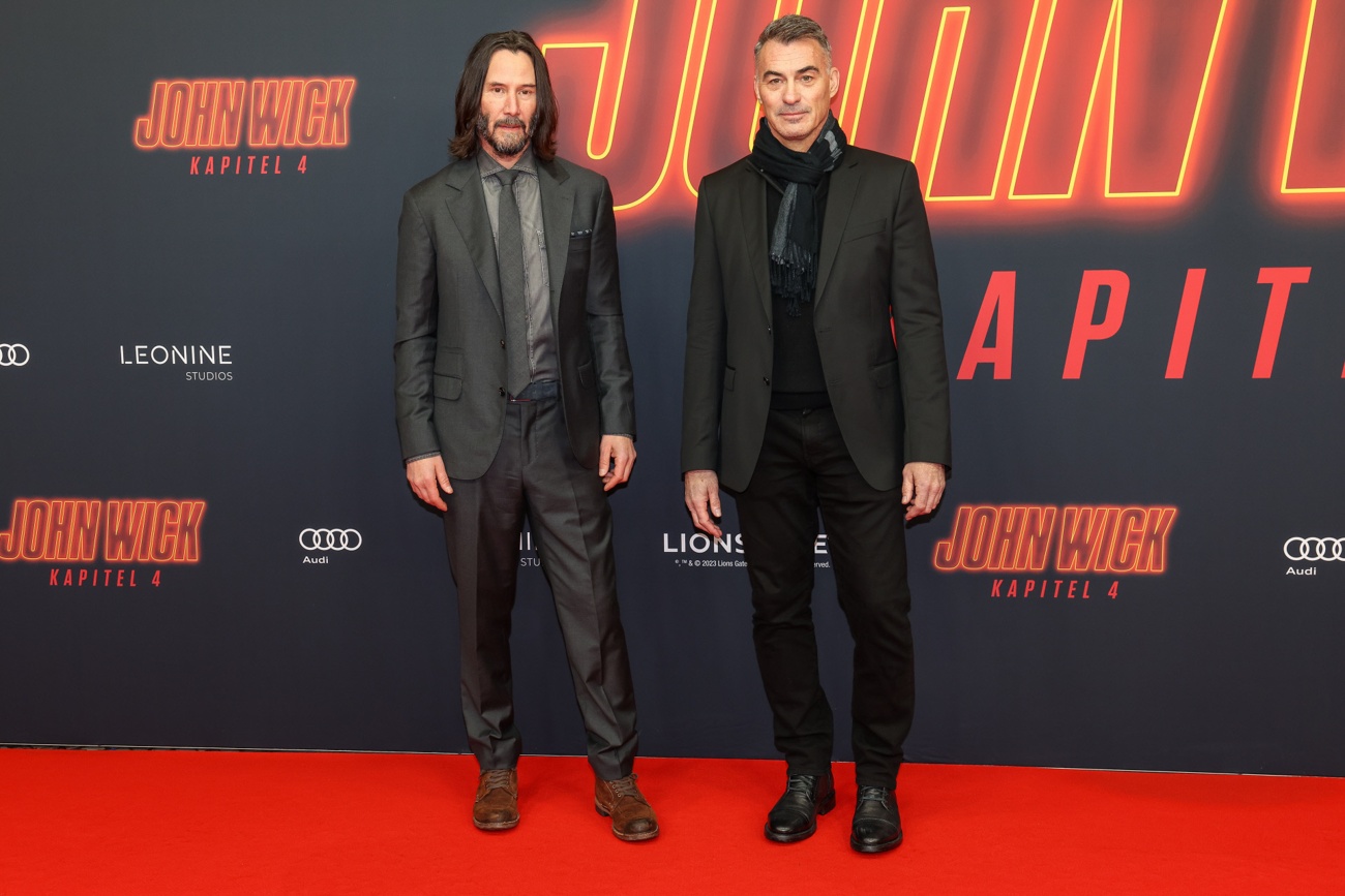 Keanu Reeves e Chad Stahelski na estreia em Berlim de ''John Wick 4''